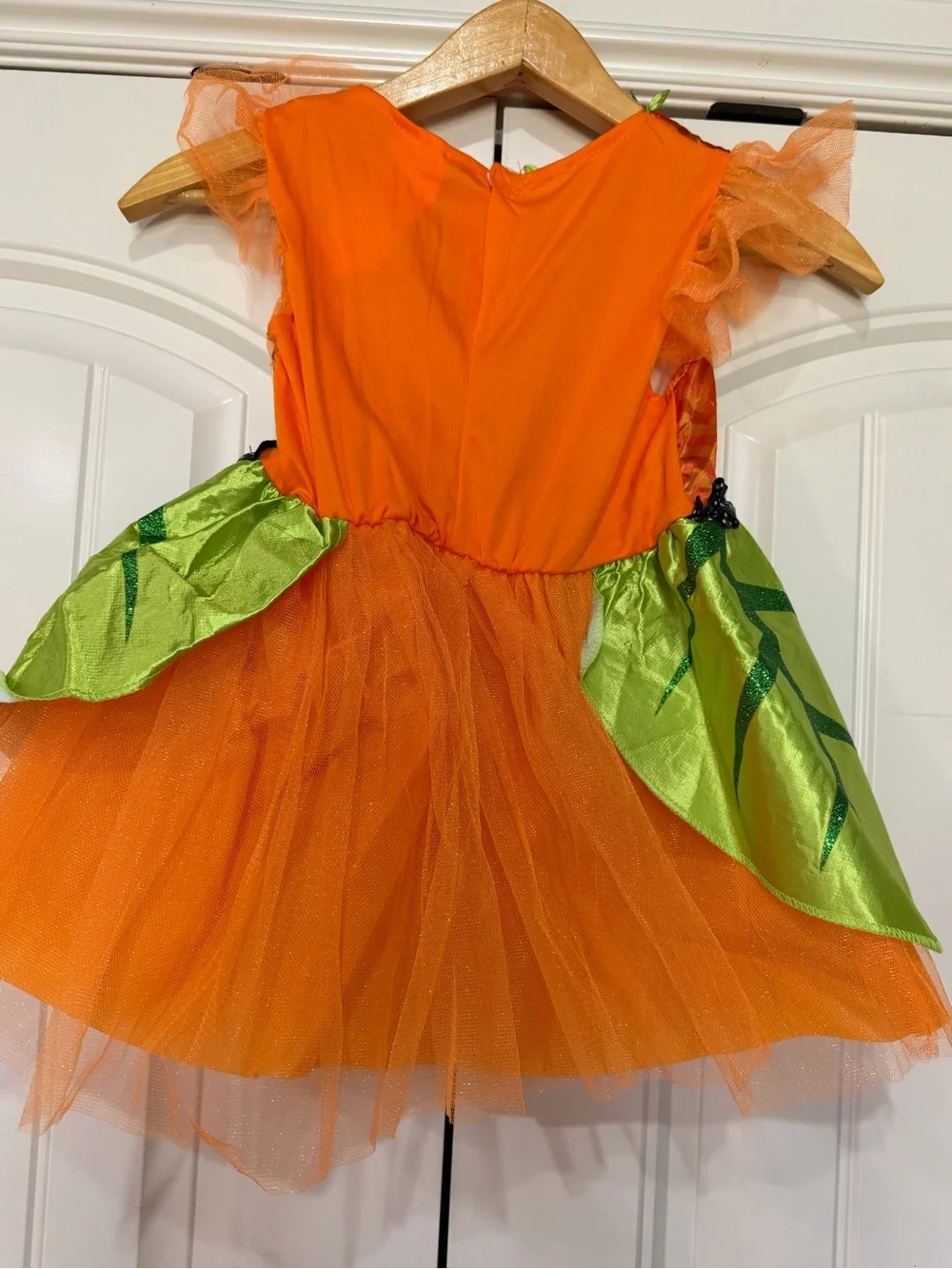 Kids Orange Pumpkin Tulle Dress Costume Size Small